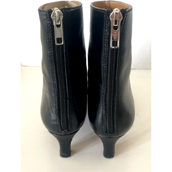 Madewell The Dimes Kitten Heel Boot Crinkle Leather 7.5 Black Back Zip NN026 - Picture 7 of 9